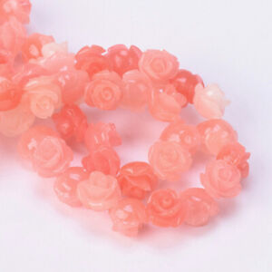 10pcs Rose Flower 6mm 8mm 10mm Resin Artificial Coral Beads For Jewelry Making