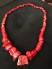 Long over the head Red Coral chunky necklace no clasp necessary