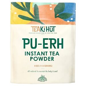 TEAki Hut Instant Pu-Erh Tea Powder, Low-Calorie Powdered Puerh Tea 113 Servings