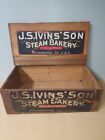 J.S. Ivins' Son Steam Bakery Crate w/ Lid, Paper Label.