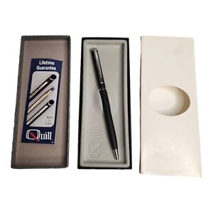 New ListingQUILL Black Satin & Chrome Lifetime Guarantee Ink Ballpoint Pen NIB COQ Logo