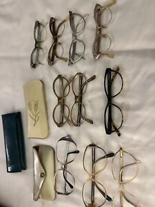 Lot of 10 1950s 1960s 1970s Eye Glasses Cat Eye Horn Rim Vintage Cases No Lense