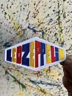 Led Zeppelin Iron On Patch Blue Yellow Red Lettering White Background