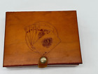 Vintage Wood Playing Card Holder Hinged Box Holds 2 Decks Taiwan