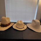 3 Vintage Men's Cowboy Hats Lot. Stetson 7 1/8, Larry Mahan 7 1/4 Resistol 6 7/8