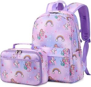 Girls' backpack unique mermaid rainbow unicorn toddler two-piece schoolbag
