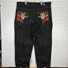 Red Ape Black Baggy Black Red Sz 46x33 Wide Leg Jeans Streetwear Skate Y2K Punk