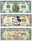 WDW 3 Disney World Dollars 2014 D 2008 D 2005 D $1 MINT UNC Dollar Mickey Dumbo
