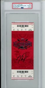 7/14 2015 MLB All Star Game Mike Trout MVP Ticket PSA AUTO Angels LA Reds Signed