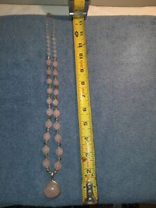 Vintage Sterling Silver And Rose Quartz  Necklace