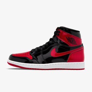 New Nike Jordan 1 Retro High OG Patent Bred Shoes Black Varsity Red (555088-063)