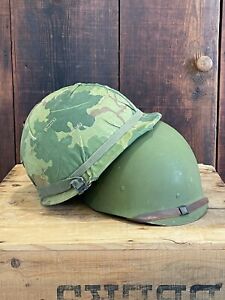 Fantastic! Vietnam War US Army M-1 Helmet W/ Mitchell Cover & Westinghouse Liner
