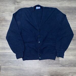 Vintage Pendleton Blue Virgin Wool Cardigan Medium Sweater USA Made Great Shape