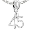 Number 45 Dangle Charm Bead for European Snake chain Charm Bracelet for Snake Ch