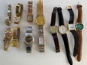 Lot of 12 Vintage Men's & Women's Wristwatches, Untested