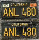 1963 1969 ANL 480 California Passenger License pair 1964 1965 black anal 1970