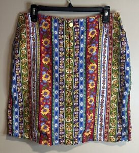 Lizwear Women's Colorful Floral Cotton Skirt Size 14