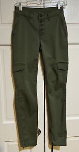 Cabi 5872 Womens Army Green Exposed Button Fly Cargo Pocket, Size 0
