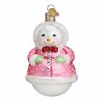 Old World Christmas Glass Ornament, Pink Jolly Snowlady (With OWC Box)