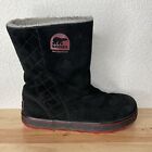 Sorel 1975-010 Womens Black Suede Sherpa Lined Winter Snow Boots Size 9
