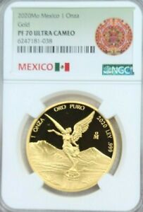 2020 MEXICO 1 ONZA GOLD LIBERTAD NGC PF 70 ULTRA CAMEO RARE ONLY 250 MINTED !!!