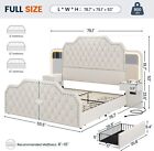 Tall Platform Bed Frame with 4 Drawers PU Leather Upholstered Bed Frame White