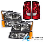 For 2003-2006 Chevy Silverado 1500 Headlights Tail Lights Assembly Set Black (For: More than one vehicle)