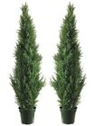 Silk Tree Warehouse Two 4 Foot Outdoor Artificial Cedar Topiary Trees Uv Rate...