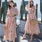 Chic Women's Summer New Floral Chiffon Long Korean Temperament Fairy Strap Dress