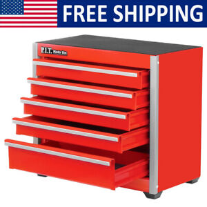Mini Red Tool Box Portable 5-Drawer Micro Roll Cab Steel W/ Liner for Storage