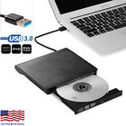 Slim External CD/DVD RW Drive USB 3.0 Writer Burner Player Black For Laptop PC