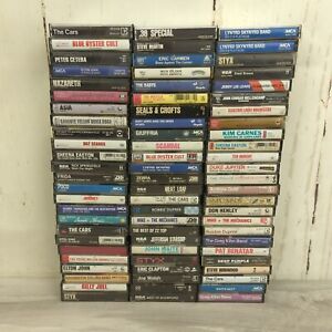 Lot Of 75 Cassette Tapes Rock Pop 70's 80's Mixed Artists Styx Cars U2 ZZ Top