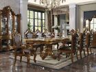 Traditional Brown Oak Table & Faux Leather Chairs - 9 piece Dining Room Set ICBX