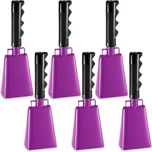 6 Pack Cow Bells Bulk, Metal Cowbells Noise Maker with Handle, 3 x 2 x 9 Inch