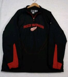 Hockey Reebok Center Ice DETROIT RED WINGS Windbreaker Jacket Mens 2XL Black Red