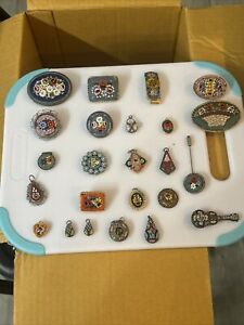 Antique Micro Mosaic Italy Jewelry Lot Of 24 Pieces