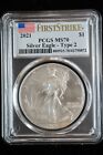 2021 Type 2 American Silver Eagle PCGS MS-70 First Strike