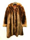 Vintage Gimbel Brothers L Brown Sheared Beaver Fur Coat Open Front Pockets Midi