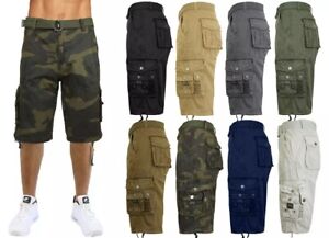 Men's Belted Classic-Fit Cargo Distressed Shorts Multi-Pocket (Size 30-48) *NEW*