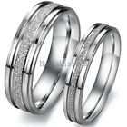 Silver Frosted Stainless Steel Love Promise Ring Couple Engagement Wedding Band