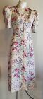 Vintage 1930s 1940s Cold Rayon Floral Day Dress Dressing Gown Size XS