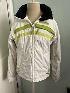 Spyder Women's Ski Jacket  Size 12 White with Green Trim