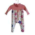 Tea Collection long sleeve one piece pants floral pink lightweight Size 9-12mo