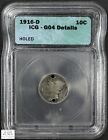 1916 D Mercury Silver Dime 10C ICG G 04 Details - Holed