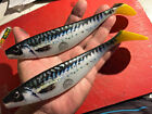 (2) Mackerel Giant SOFT Swim Baits 2.2 oz.      Rugged Silicone W-10/0 Hooks