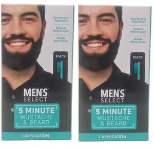 2pk  Men's Select Mustache and Beard Hair Color Dye 5 minute Black or Dark Brown