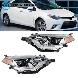 For 2014 2015 2016 Toyota Corolla Pair Headlights Headlamps Left&Right Assembly