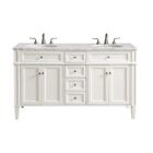 60 Inch 4 Drawer Double Rectangle Bathroom Vanity Sink Set-White Finish -