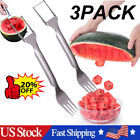 3PCS Watermelon Slicer Cutter,2-in-1 Fork Stainless Steel Fruit Cutting Artifact