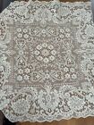 ANTIQUE VICTORIAN CREAM FRENCH LACE TABLE CLOTH PIANO COVERLET TAPESTRY TEXTILE